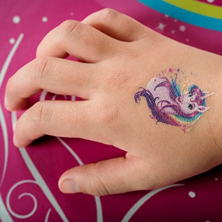 ROTH Kinder-Tattoos Einhornportrait - 2 Bogen pro Pack, hautfreundlich – Bild 3