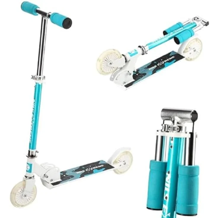 NILS EXTREME HD505 Cityroller, klappbar mit LED-Reifen, türkis, für Kinder und Jugendliche, max. Nutzergewicht 50kg – Bild 1