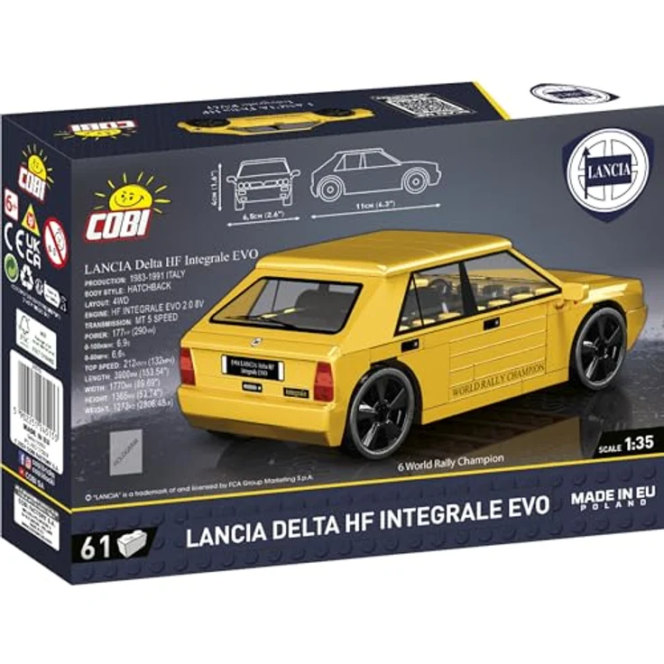 COBI 1991 Lancia Delta HF Integrale EVO, Modellfahrzeug aus Bausteinen, gelb – Bild 4