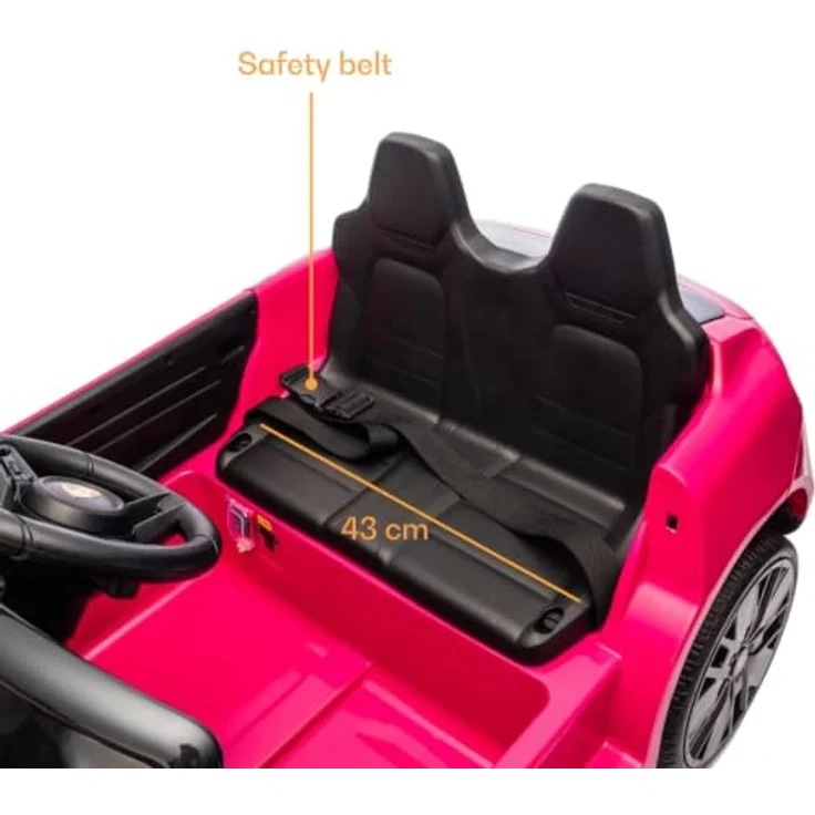 Vrooomy Porsche Macan Turbo Kinder Elektro Auto, 12V mit Fernbedienung, Soft-Start, funktionierende Türen, Bluetooth, EVA-Räder, rosa – Bild 8