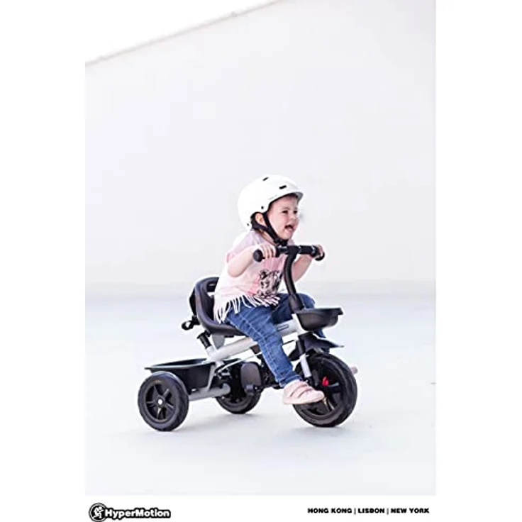 HyperMotion Tobi Vector Dreirad für Kinder mit Steuergriff, Sicherheitsgurten, bequemem Sattel, breite Räder, Grau – Bild 5