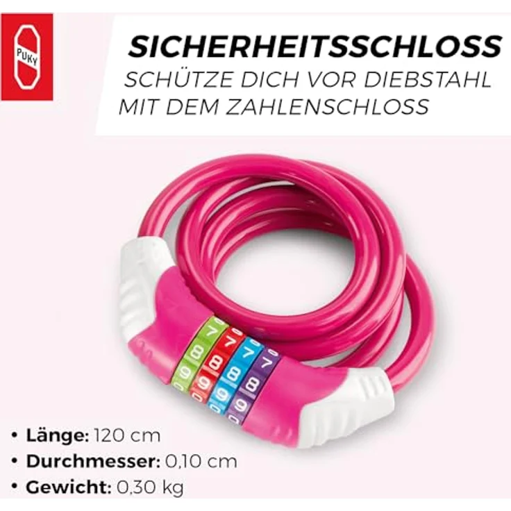 PUKY KS Sicherheitskabelschloss pink – Bild 4
