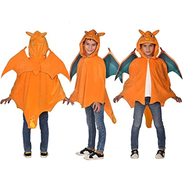 Amscan - Kinderkostüm Glurak, Plüsch-Cape mit Kapuze, Pokemon, Motto-Party, Karneval – Bild 5