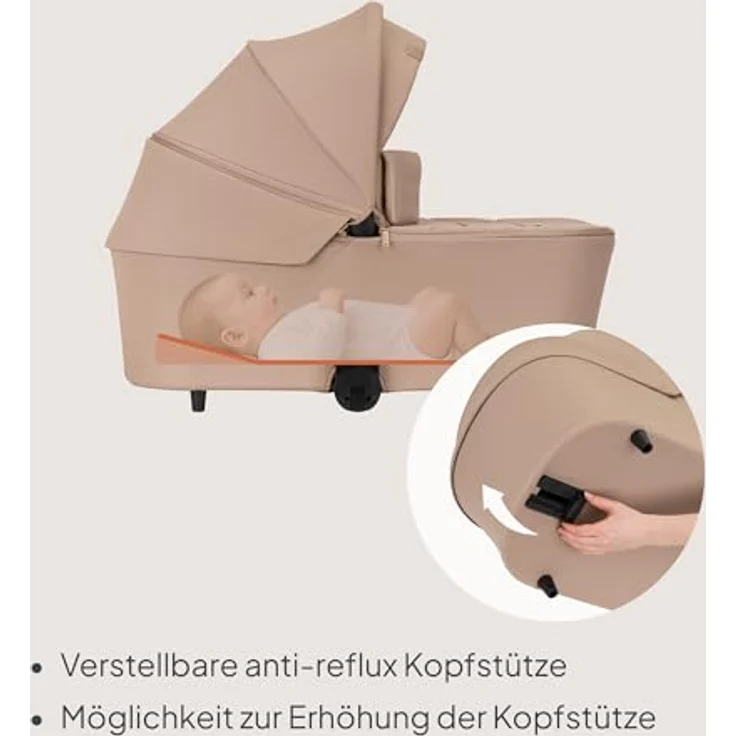 Lionelo Kinderwagen Carmine 3in1, mit Autositz i-Size, Babywanne & Buggy, GravelTech Räder, Federung, UPF50+, Beige – Bild 5