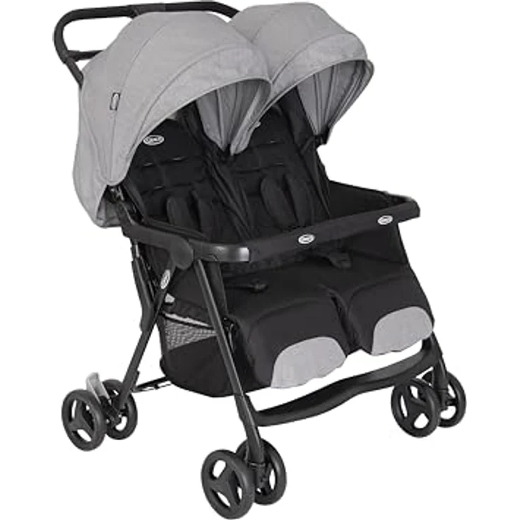 Graco Geschwisterwagen DuoRider - Steeple Gray, Zwillingswagen 12,1 kg mit Liegeposition und Regenschutz – Bild 2