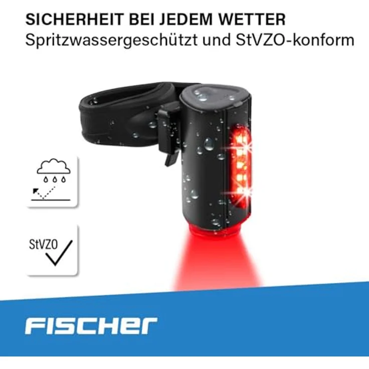 FISCHER Twin Fahrrad-Rücklicht mit 360° Bodenleuchte, USB aufladbar, IP44, 50.000 Stunden Lebensdauer – Bild 4