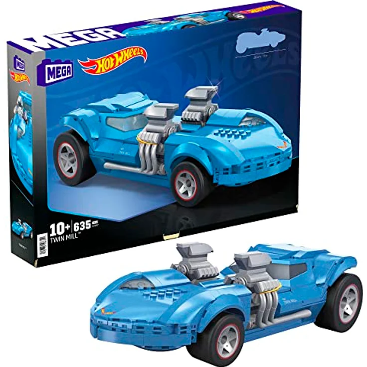 MEGA HOT Wheels Twin Mill - Großes Bauspielzeug mit 635 Teilen, detailreiches Innenleben, herausnehmbare Motoren, für Erwachsene, HKV07 – Bild 1