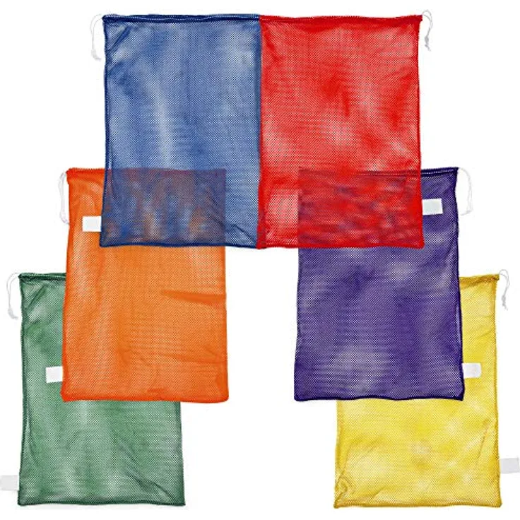 Champion Sports Mesh Sportausrüstungstasche, 6er Set, 61 x 91,4 cm – Mehrzwecktasche mit Kordelzug aus Nylon mit Schloss und ID-Tag für Bälle, Strand, Wäsche