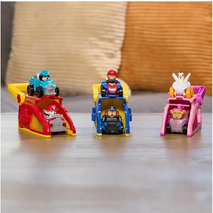 Nobrand Paw Patrol Pup Squad Launchers Marshall, 2er Pack Spielzeugautos mit Launcher und mini Fahrzeugen, ideal für Kinderhände – Bild 8