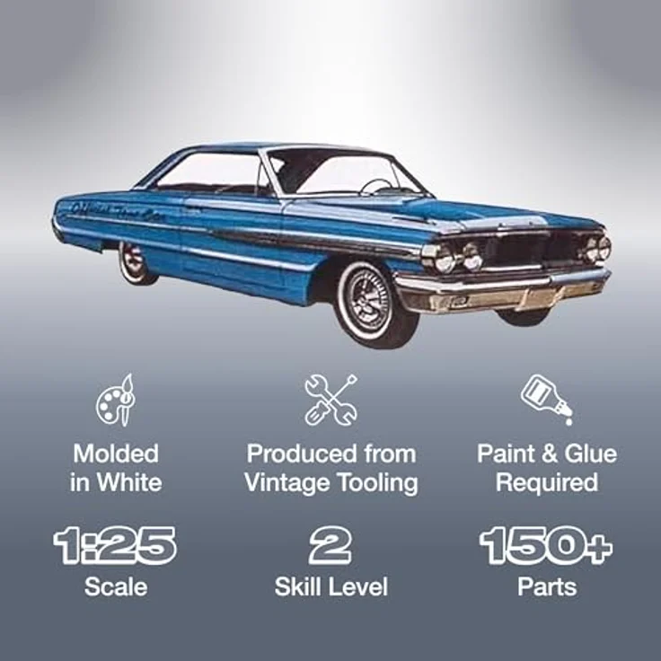 AMT - 1/25 Cal Drag Combo 1964 Galaxie, AWB Falcon & Trailer - Plastikmodellbausatz, Maßstab 1:25, Weiss – Bild 2