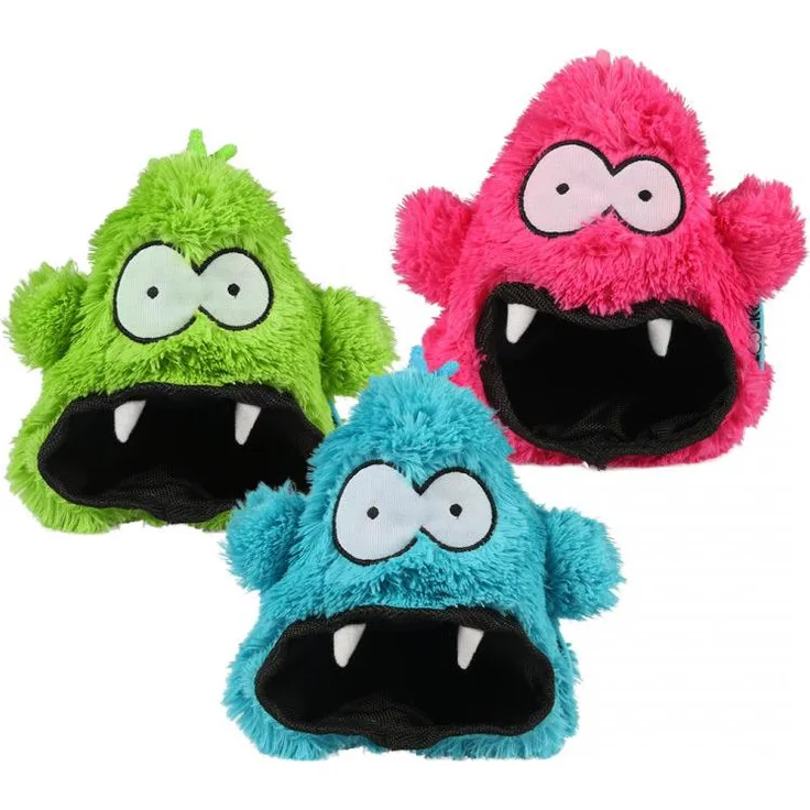 COOCKOO Hangry Hundespielzeug, Pinkes Kuscheltier mit Krakeelgeräuschen und verstecktem Snackfach, 19 cm