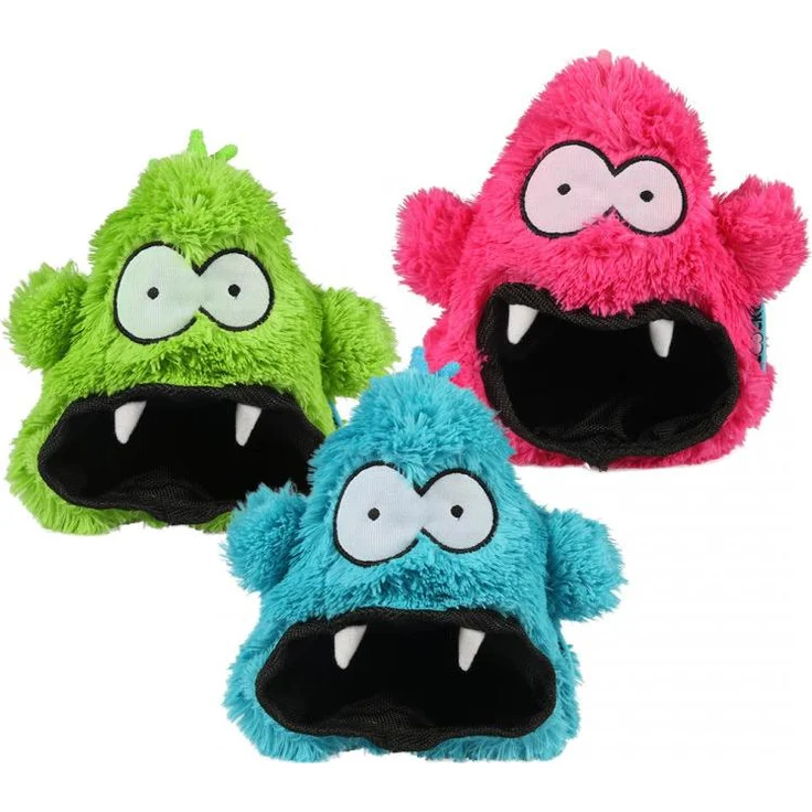 COOCKOO Hangry Hundespielzeug, Pinkes Kuscheltier mit Krakeelgeräuschen und verstecktem Snackfach, 19 cm