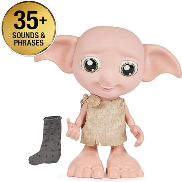 Spin Master 6067280 Wizarding World Harry Potter, interaktive Magical Dobby Elfenpuppe mit Socke, über 30 Geräusche und Sätze, 21,6cm, Spielzeug für Kinder – Bild 3