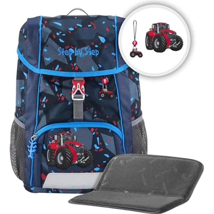 Step by Step Rucksack-Set Kid „Tractor Freddy“ blau, ergonomisch mit Sitzkissen und höhenverstellbarem Brustgurt, 13 l – Bild 2