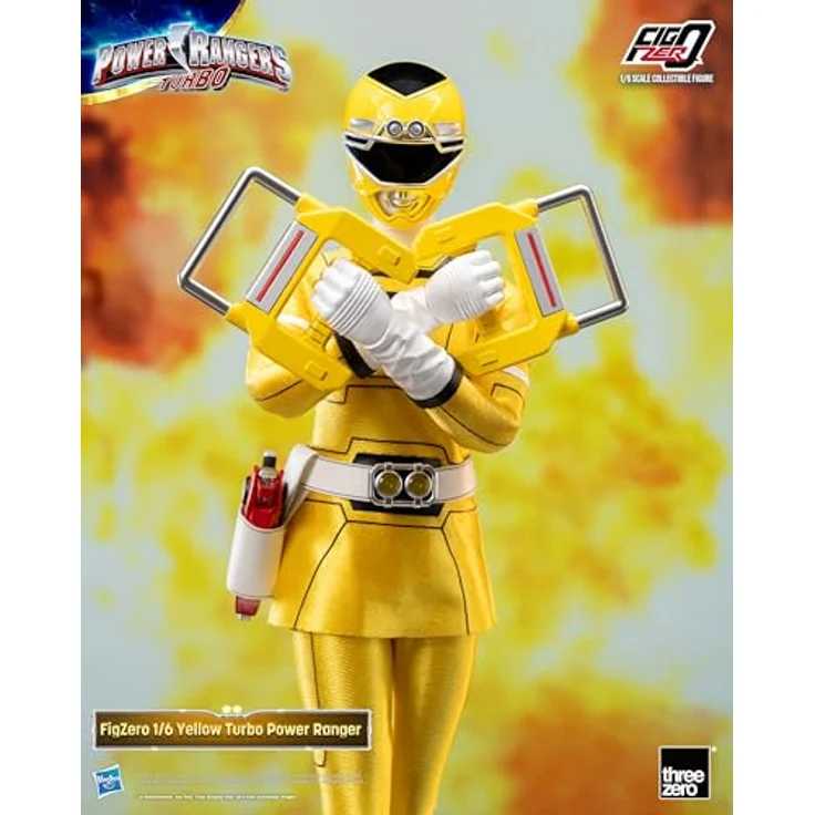 THREEZERO Power Rangers Turbo FigZero Actionfigur 1/6 Yellow Turbo Ranger, 30 cm, mit austauschbaren Teilen und Zubehör – Bild 9