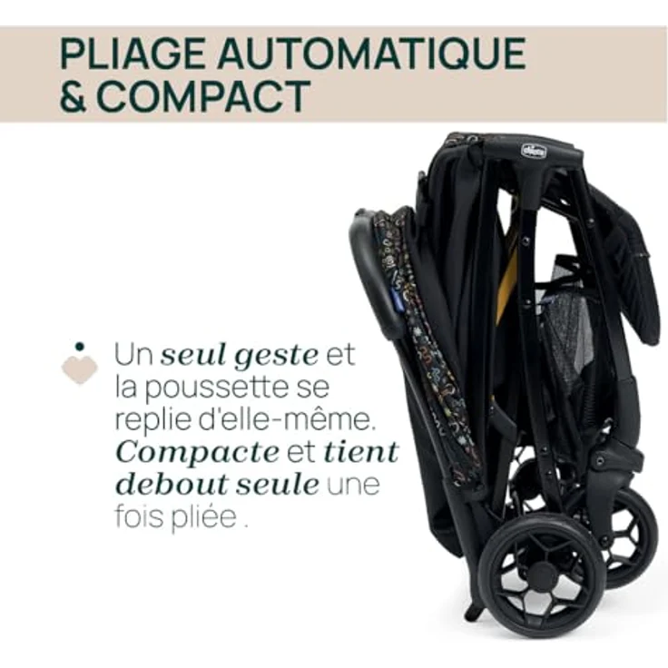 Chicco Glee lighter Kinderwagen, Buggy, automatischer Schließmechanismus, breiter Sitz, hochwertige Räder, bis zu 22 kg, black – Bild 4