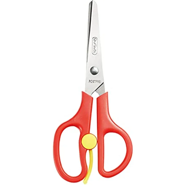 Herlitz Bastelschere 13 cm, rund mit Schneidhilfe und Zentimeterskala, Farbe: rot