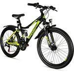 Bergsteiger Broome 26 Zoll Kinderfahrrad, Shimano 21 Gang-Schaltung, StVZO, Mountainbike mit Vollfederung, Scheibenbremsen & Dynamo-Licht, geeignet für 8, 9, 10, 11, 12, 13 Jahre, Jungen & Mädchen