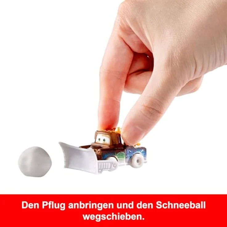 Mattel Disney Pixar Cars Microauta Adventskalender, mit 4 Mini-Fahrzeugen und winterlicher Schneemann-Autofigur – Bild 3