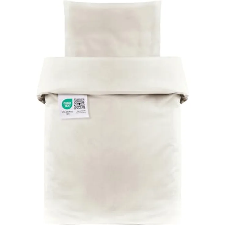 MAKIAN Baby Bettwäsche Set, 2-teilige Kinderbettwäsche aus 100% Baumwolle, 80x80 cm / 35x40 cm, Beige, passend für Babybett, Stubenwagen und Kinderwagen