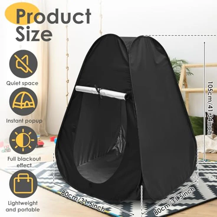 BAODBF Sensorisches Zelt Autismus, Pop up Höhle für Kinder, geräumig 80x80x105cm, leichtes Polyester, inklusive Tragetasche – Bild 2