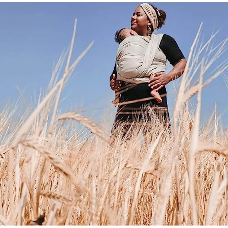 Hoppediz gewebtes Baby-Tragetuch ab Geburt, Neugeboren bis Kleinkind, 100% Baumwolle, Djerba 3,70 m, mit kontrastfarbigen Kanten – Bild 2