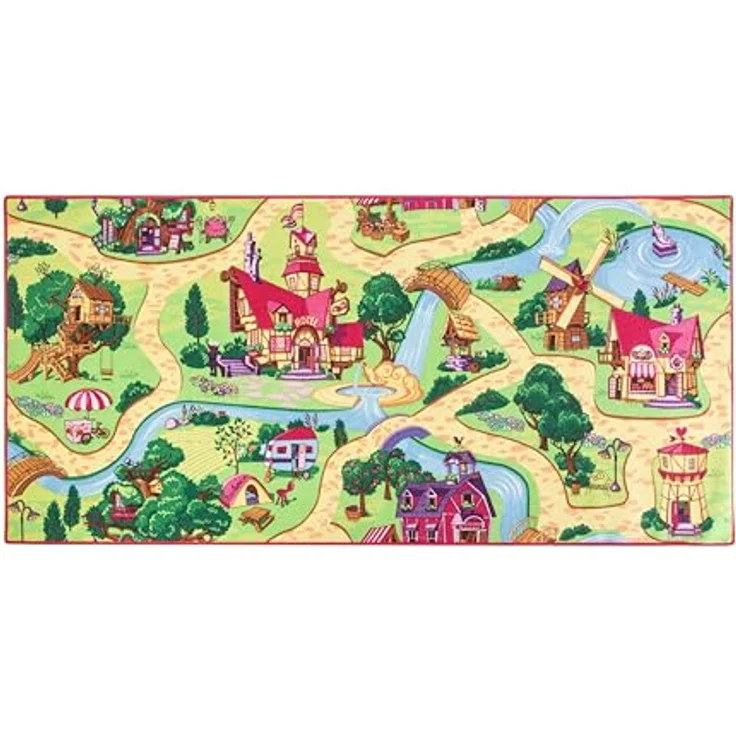 Carpet Studio Teppich Kinderzimmer Candy Town 95x200cm, Antirutschspielteppich für Baby- und Spielzimmer, 30°C waschbar, 100% Polyamid – Bild 1