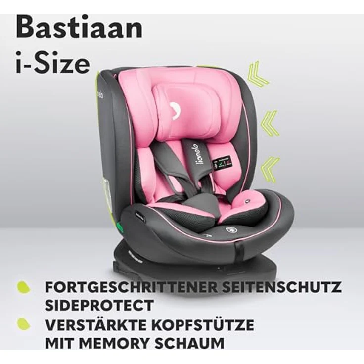 lionelo Autokindersitz BASTIAAN I-SIZE, i-Size / 0-36 kg / Isofix + Top Tether, ab Geburt bis 12 Jahre, 360° EasyTurn, SideProtect, Memory Foam, (Set) – Bild 4