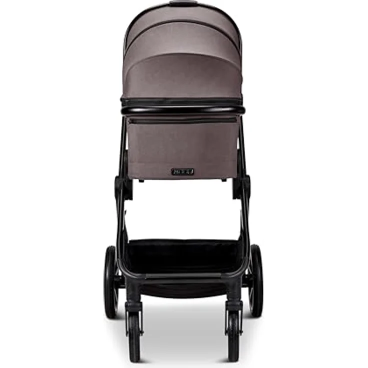 MOON Kombikinderwagen Aura tonka/melange, 2 in 1, höhenverstellbar, kompakt faltbar, inkl. Wickeltasche und Regenverdeck – Bild 4