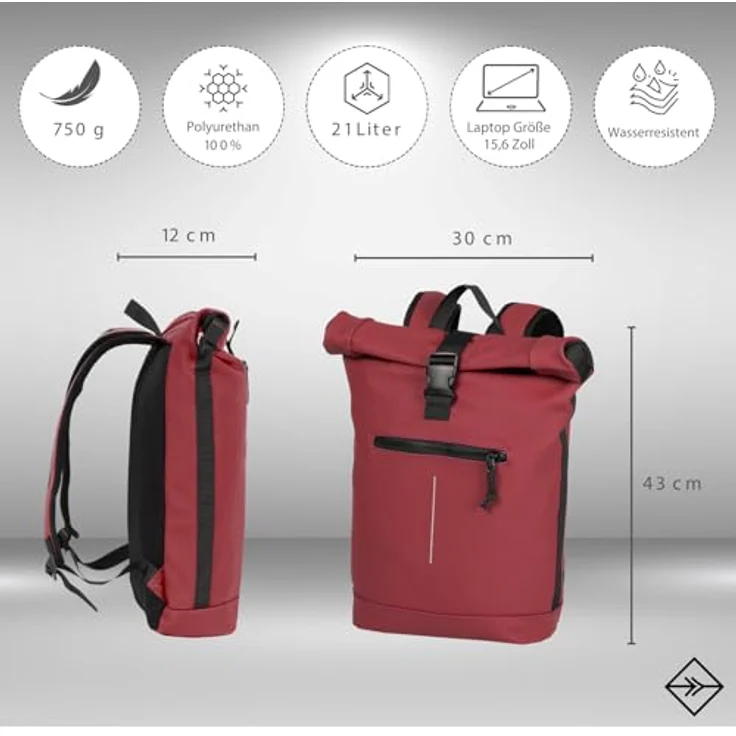 New Rebels MART Rucksack Rol 16L burgundy – Bild 4