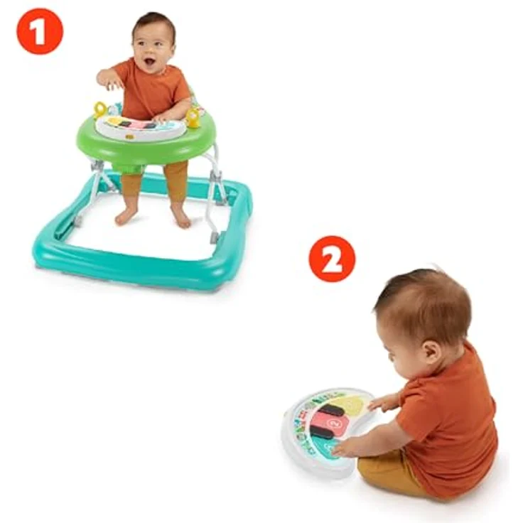 Bright Starts, Tiny Trek 2-in-1 Baby Aktivität Lauflernhilfe mit Spielzeugstation, verstellbarer Höhe und leicht faltbarem Rahmen, Dschungel Ranken Alter 6 Monate+ – Bild 3