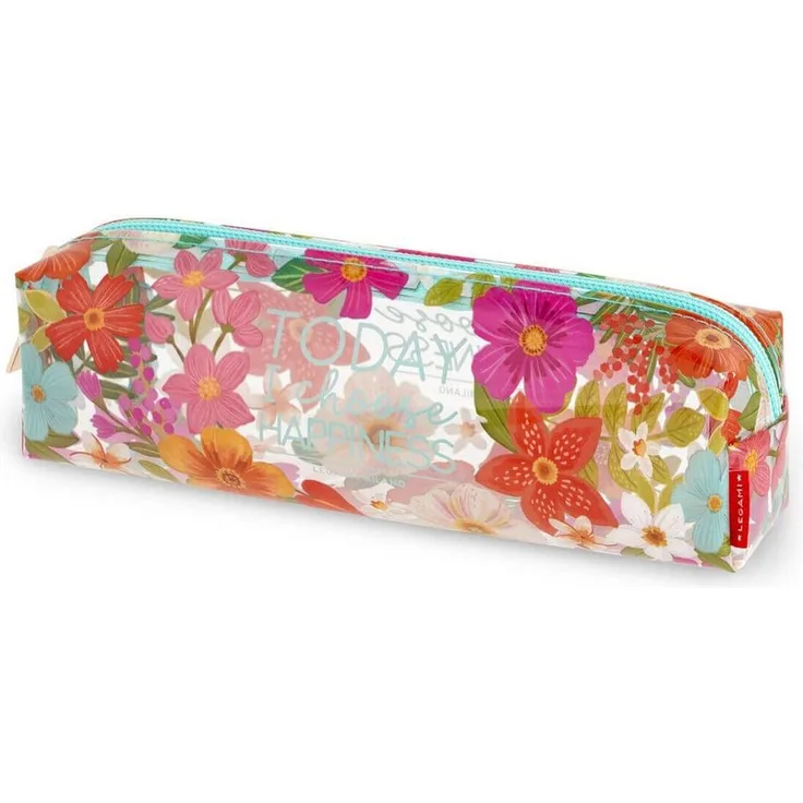 Legami Transparentes Schreibmäppchen - Flowers, Federmäppchen mit transparentem Design