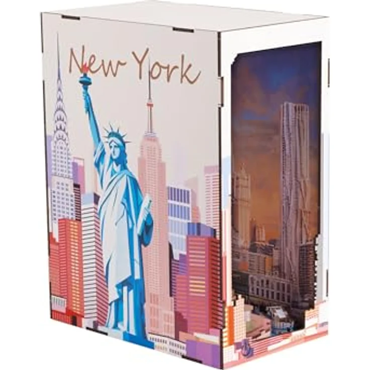 Revell Tiny Adventures Book Nook Mini-Diorama New York, LED-beleuchtet, 18 cm, hochwertiges Holz, einfach zu montieren – Bild 4