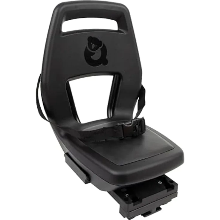 Qibbel Kindersitz 6+ Junior MIK HD, Fahrradsitz mit Gepäckträgerbefestigung, klappbaren Fußstützen und Schutzplatten, Midnight Black