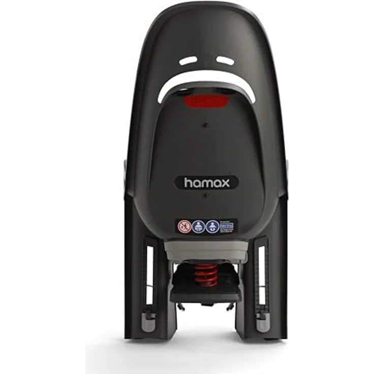 HAMAX Zenith Relax Kinder-Fahrradsitz mit Trägeradapter, Grau mit roter Polsterung, ergonomische Liegeposition und Federung – Bild 3