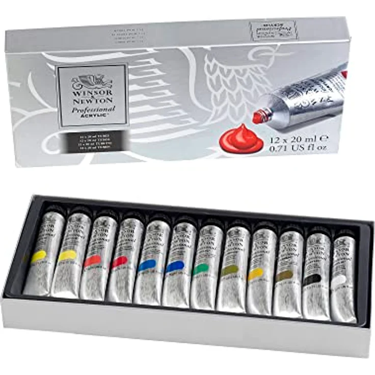 Winsor & Newton Professional Acrylfarbe Farbenset 12 Farben, 20 ml Tuben, hohe Brillanz und Deckkraft, Einzelpigmentfarben, hergestellt in Europa – Bild 2