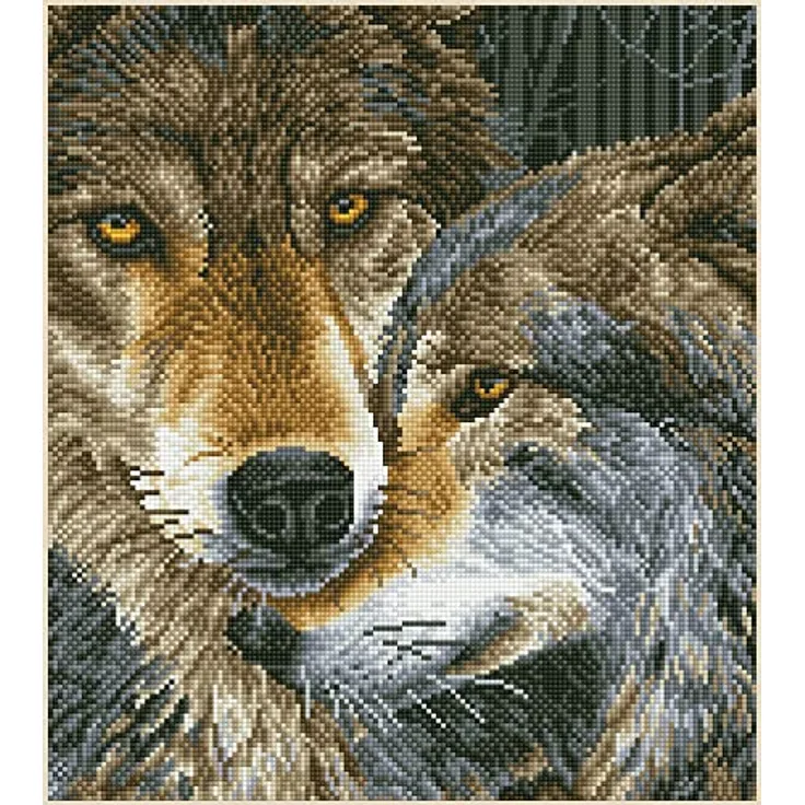 DIAMOND DOTZ DD10.024 - Original 5D Diamond Painting Set Wölfe, Kreativset mit 23.944 Diamant Mosaiksteinen in 26 Farben, Malset ca. 47 x 42 cm, DIY Komplettset für Erwachsene und Kinder ab 8 Jahren