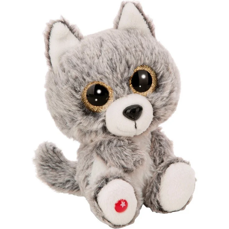 Nici Glubschis Wolf Wynne, 15 cm schlenkerndes Kuscheltier mit golden glitzernden Augen
