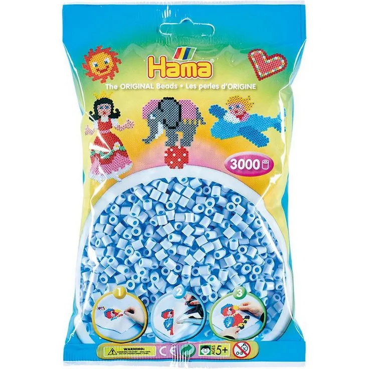Hama Perlen Bügelperlen Hama 3000 Midi Bügelperlen - Pastell Eisblau - Markenqualität, 5,0 mm Durchmesser, für Kinder ab 5 Jahren geeignet