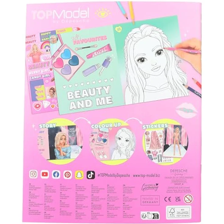 Depesche TOPModel Malbuch BEAUTY FUN, Kreatives Ausmalbuch mit 36 Seiten und 2 Doppelseiten Sticker – Bild 4