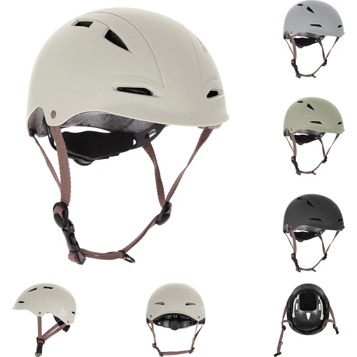 Kikkaboo Kinder-Schutzhelm 46 - 56 cm mit 9 großen Öffnungen verstellbare Gurte beige, Kinderfahrradhelm mit optimaler Luftzirkulation – Bild 1