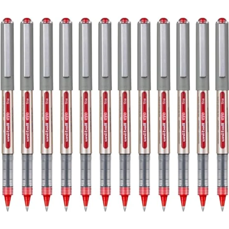 Uni-ball Styllo Roller Eye UB157, Tintenroller mit dokumentenechter Tinte, 0,4 mm Strichbreite, Rot, 12er Pack – Bild 1