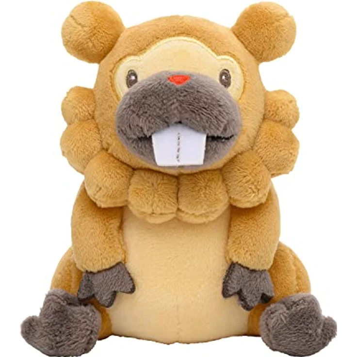 Pokemon Center Bidoof Sitting Cuties, 13 cm Plüschtier mit Mikroperlen für aufrechtes Stehen, grau-braun – Bild 1