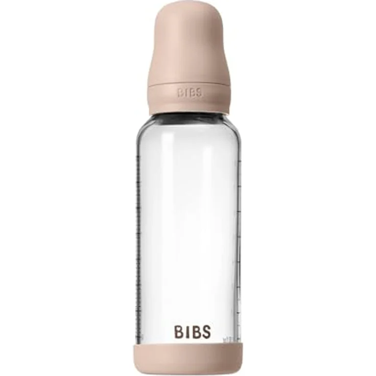 BIBS Baby Glasflasche 240ml, runder Sauger aus Naturkautschuklatex, unterstützt das Stillen, Blush, hergestellt in Dänemark – Bild 4