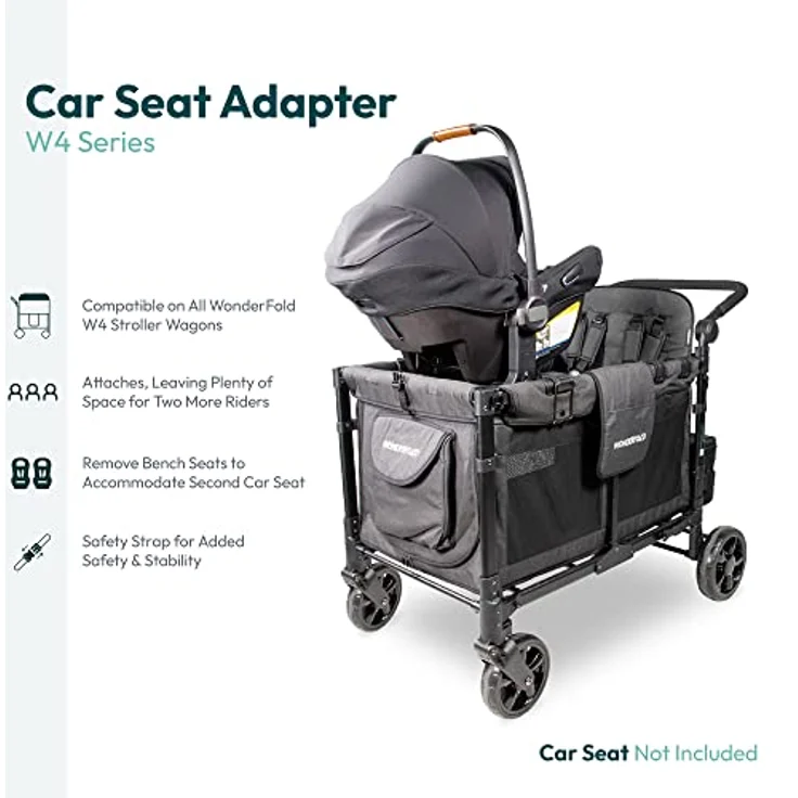 WonderFold KinderVan W2 Serie Autositz-Adapter, sichere Befestigung der Babyschale für Modelle Elite und Luxe, 360º Drehfunktion, einfach zu installieren – Bild 3