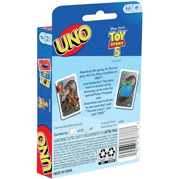 UNO Toy Story 5, Kartenspiel mit Charakterillustrationen und „Fully Charged“-Regel für abenteuerliche Spieltwists, ab 7 Jahren – Bild 5