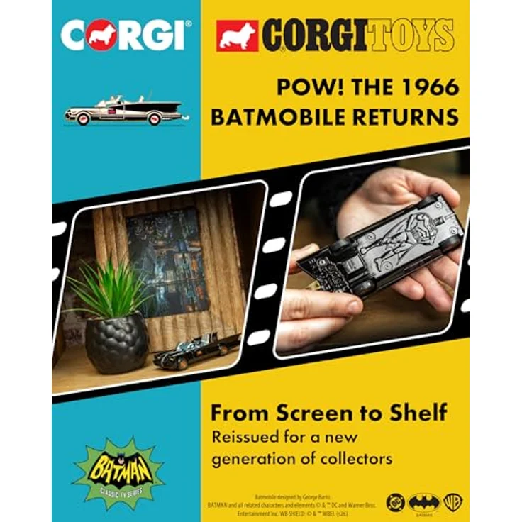 Corgi RT26701 Batmobil, Druckguss-Modellauto mit Batman und Robin, authentische Details, nostalgische Freizeitverpackung, für Sammler und Jungen – Bild 5