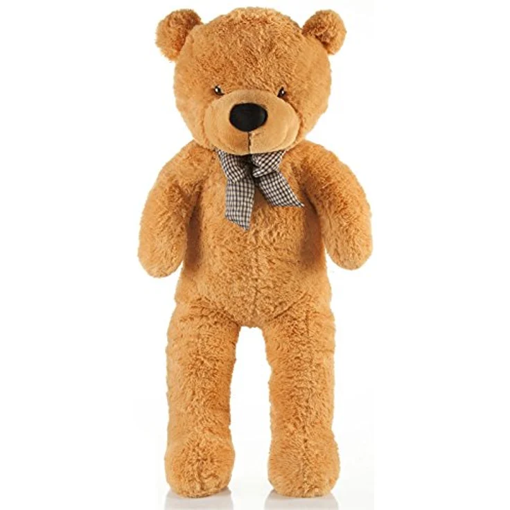 Feluna Riesen Teddybär XXL Kuschelbär 120 cm groß Plüschbär - Original Teddy Bär mit Schleife Hellbraun und Extra weichem Plüsch – Bild 2