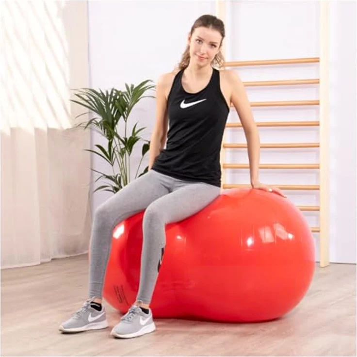 Gymnic Physio-Roll Gymnastikball Doppelball, 130 cm, rot, belastbar bis 300 kg, latexfrei – Bild 3