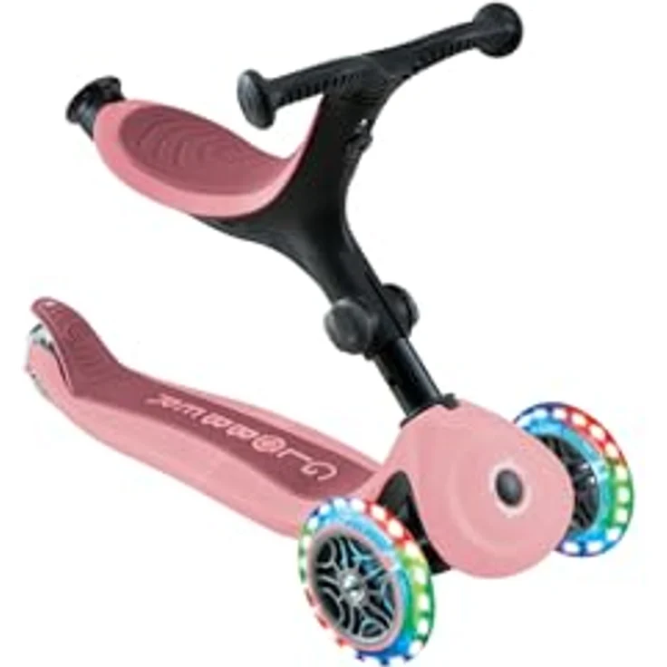 Globber Go Up Active 360 Grad Evolutionärer Roller mit Sitz, Beleuchtung & Lichtern für Kleinkinder ab 15 Monaten, Pastellrosa – Bild 3
